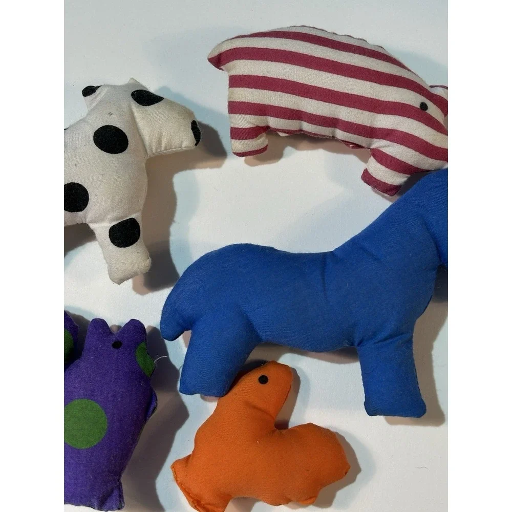 Vintage IKEA Soft Toy Barn Carrying Bag with Plush Animals Cow Pig Set Retired